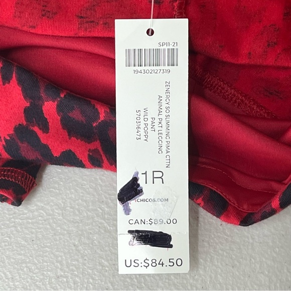 CHICO’S NWT ZENERGY SO SLIMMING PIMA COTTON ANIMAL PRINT WILD POPPY RED ANIMAL - Picture 6 of 13